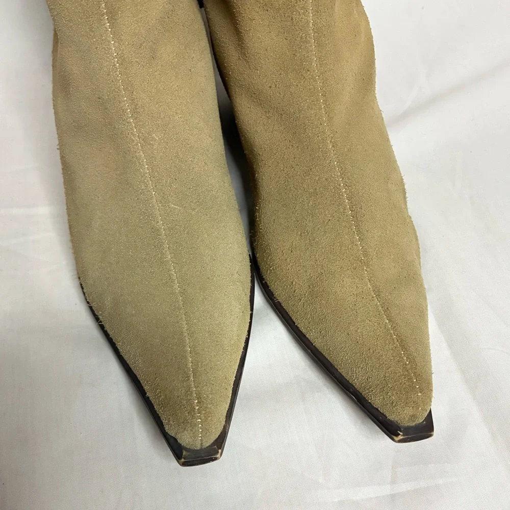 Vintage Suede Fringe Western Bohemian Cowboy Boots - Picture 5 of 12